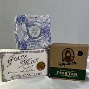 (3) Pack Soap Set Goat's Milk Luxury Soap Bar Pine Tar Botanic Shea Butter New
